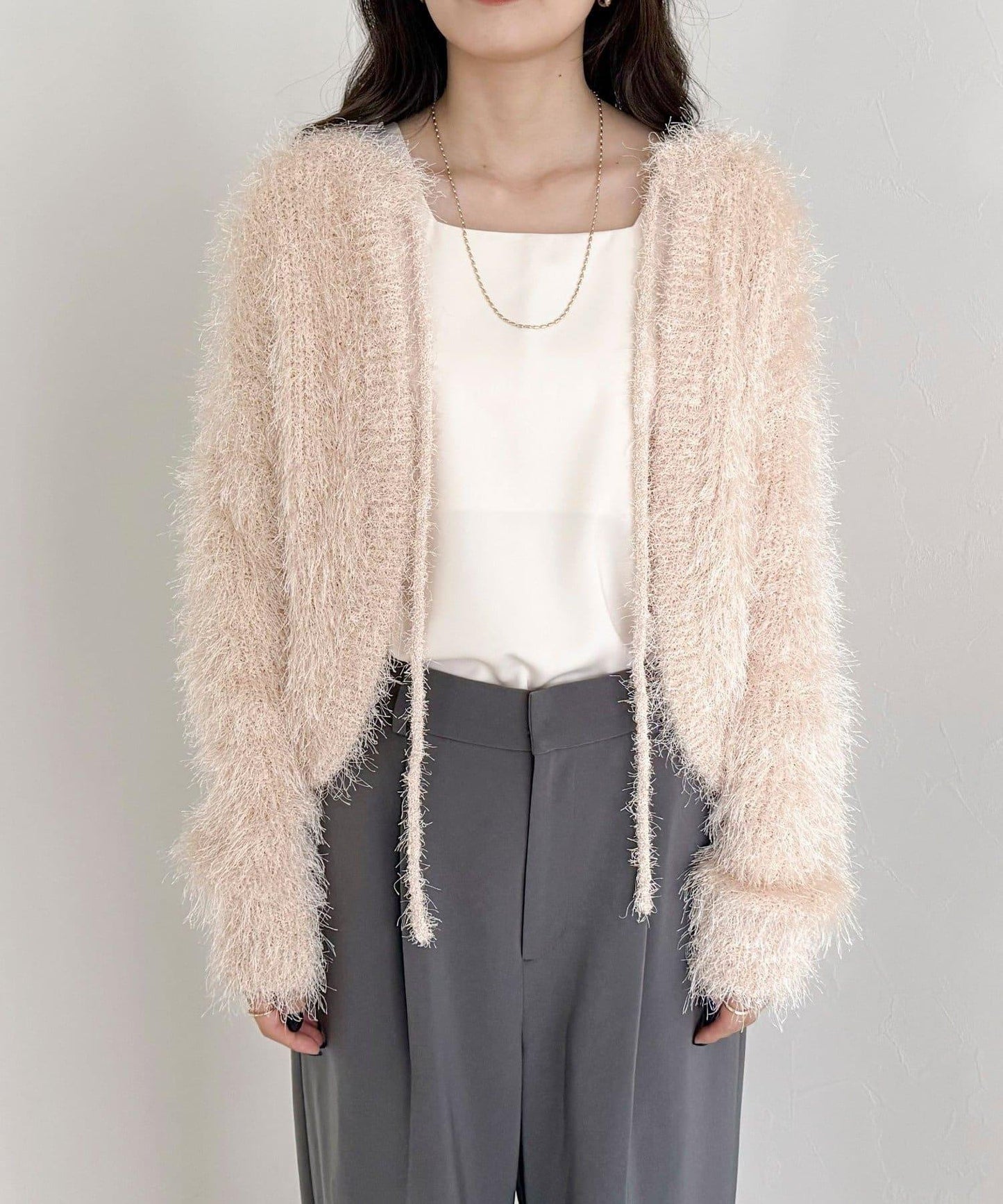 聚酯羽毛針織短外套