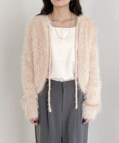 聚酯羽毛針織短外套