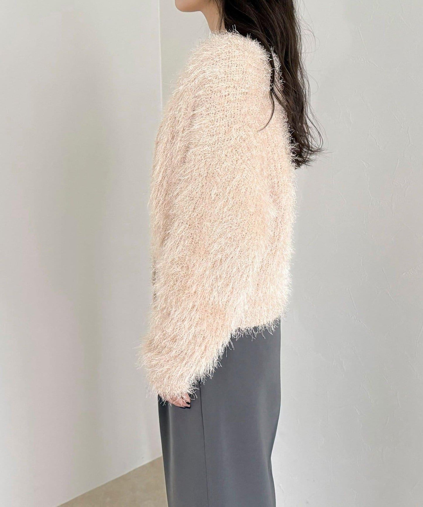 聚酯羽毛針織短外套