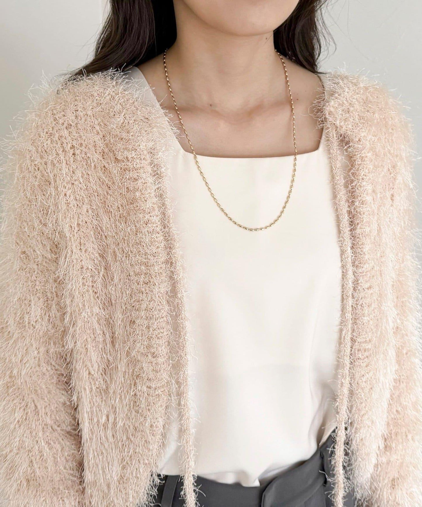 聚酯羽毛針織短外套