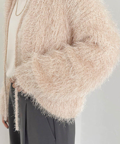 聚酯羽毛針織短外套