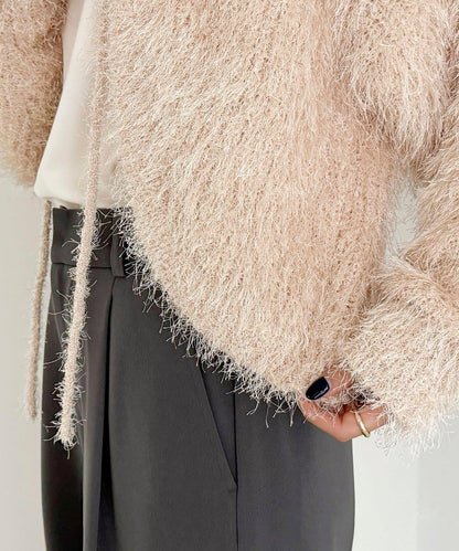 聚酯羽毛針織短外套