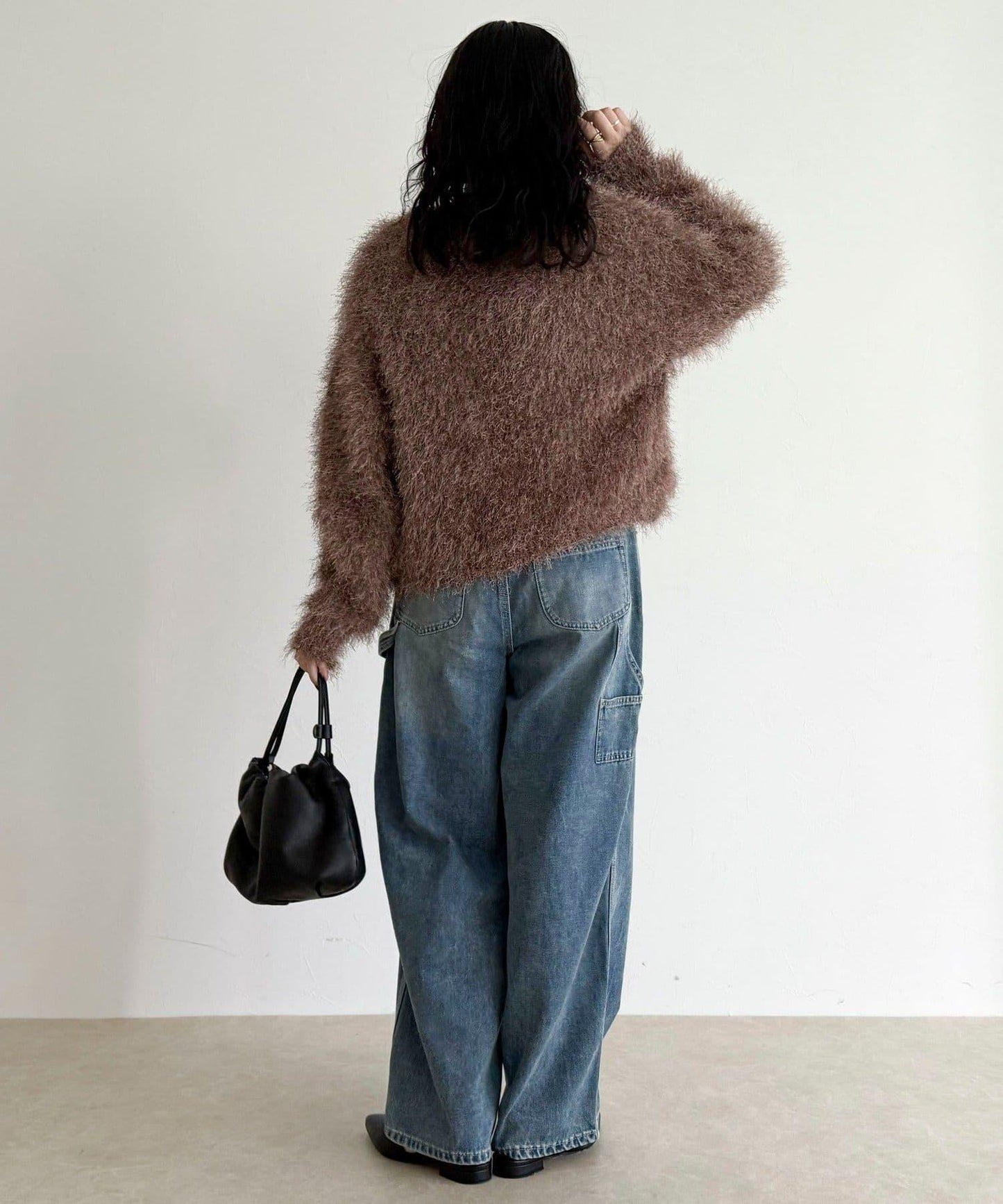 聚酯羽毛針織短外套