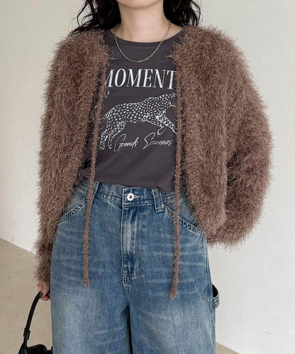 聚酯羽毛針織短外套