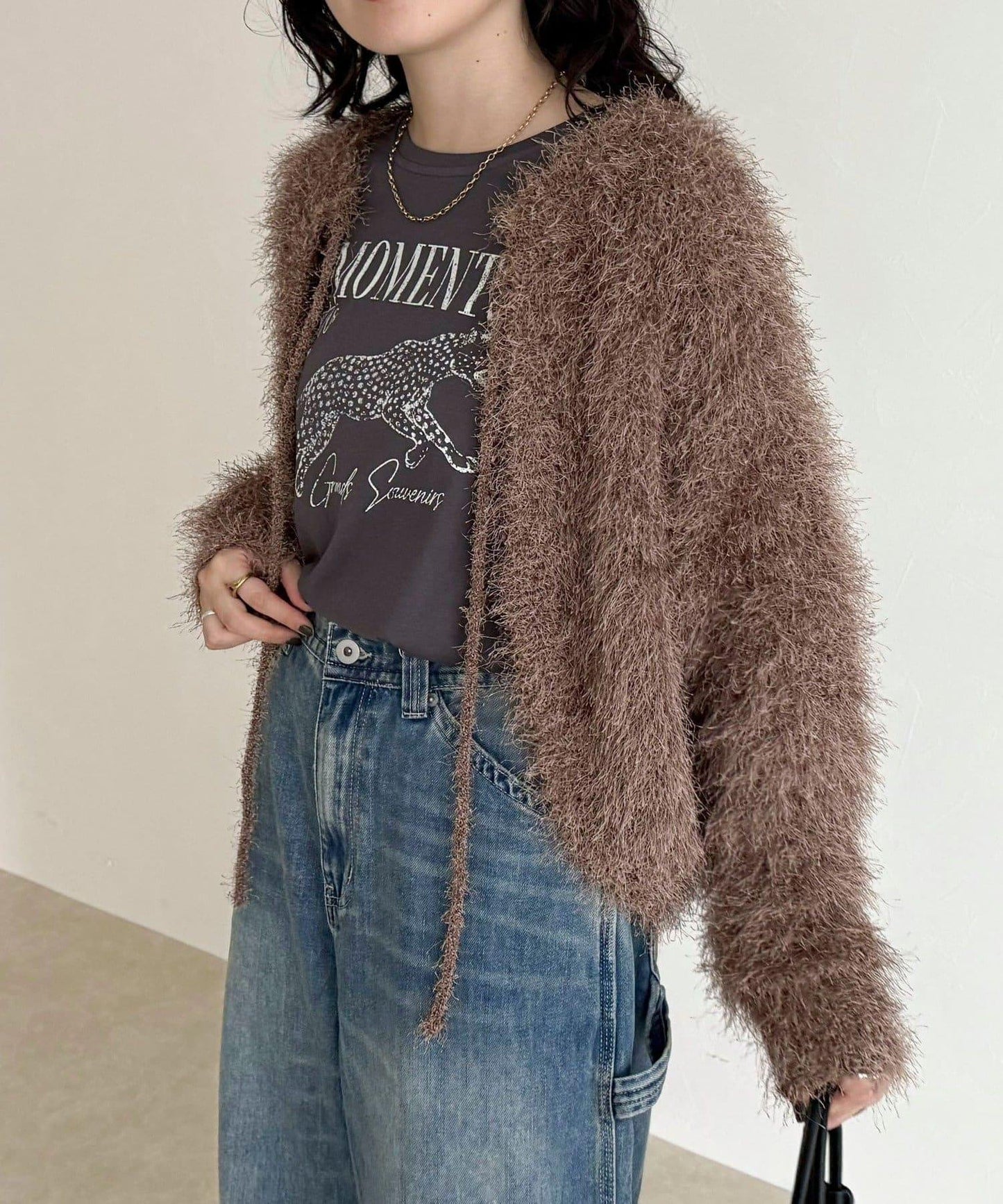 聚酯羽毛針織短外套