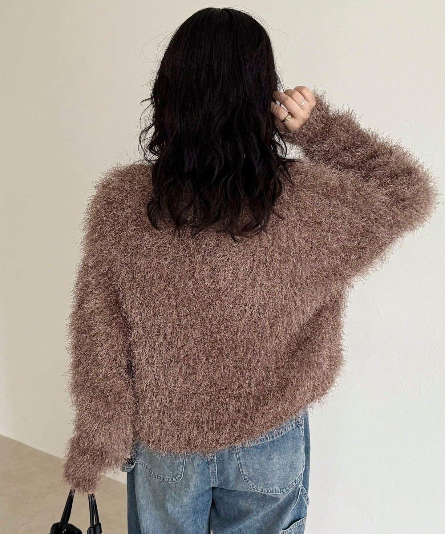 聚酯羽毛針織短外套