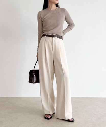 【人氣商品新款】保暖垂感打褶休閒褲