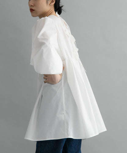 後背蝴蝶結長款上衣