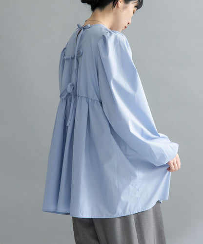 後背蝴蝶結長款上衣