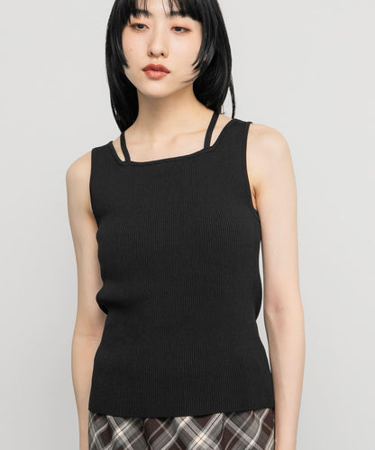 背部交叉針織背心