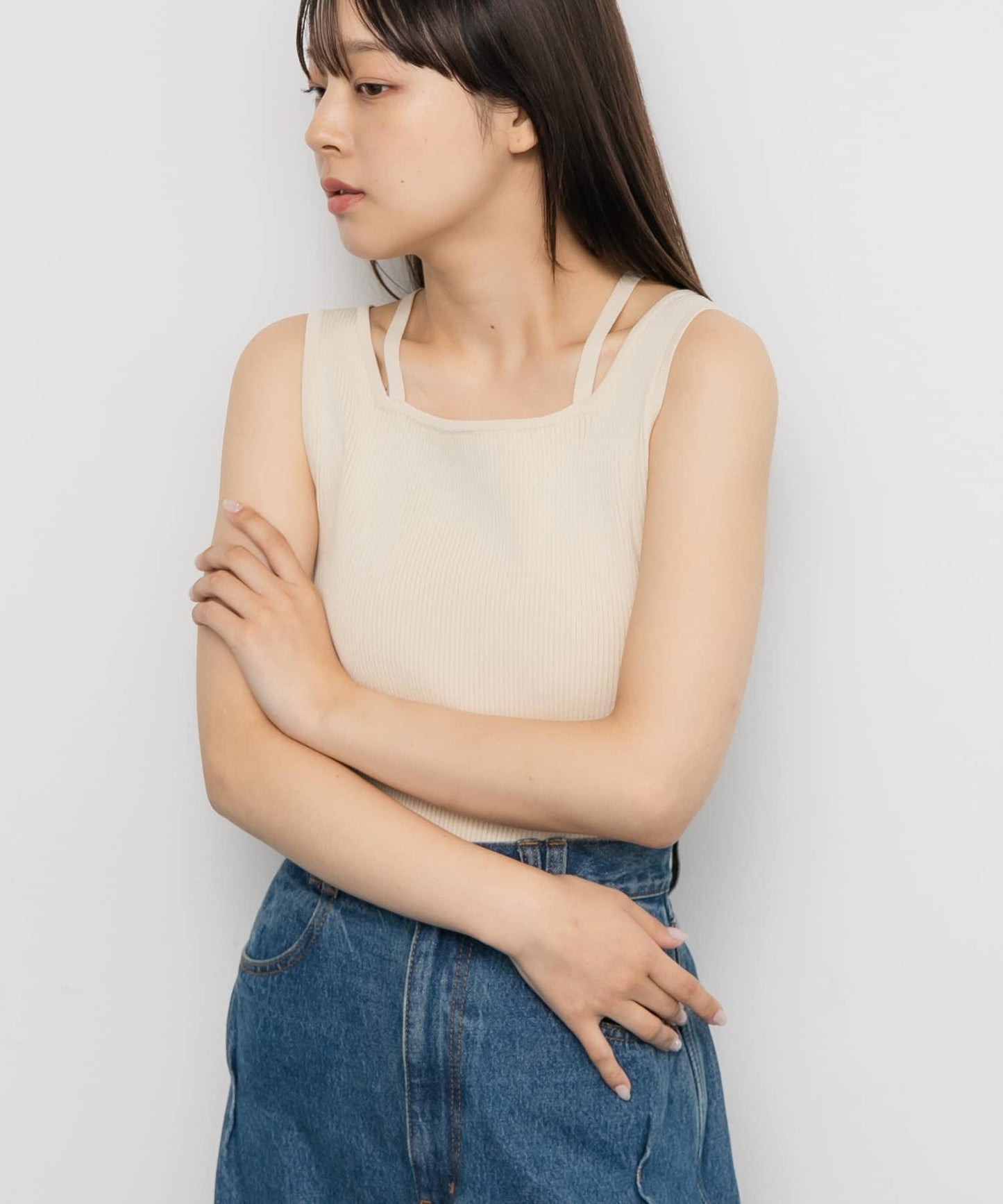 背部交叉針織背心