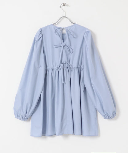 後背蝴蝶結長款上衣