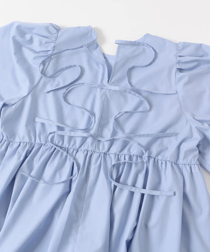 後背蝴蝶結長款上衣