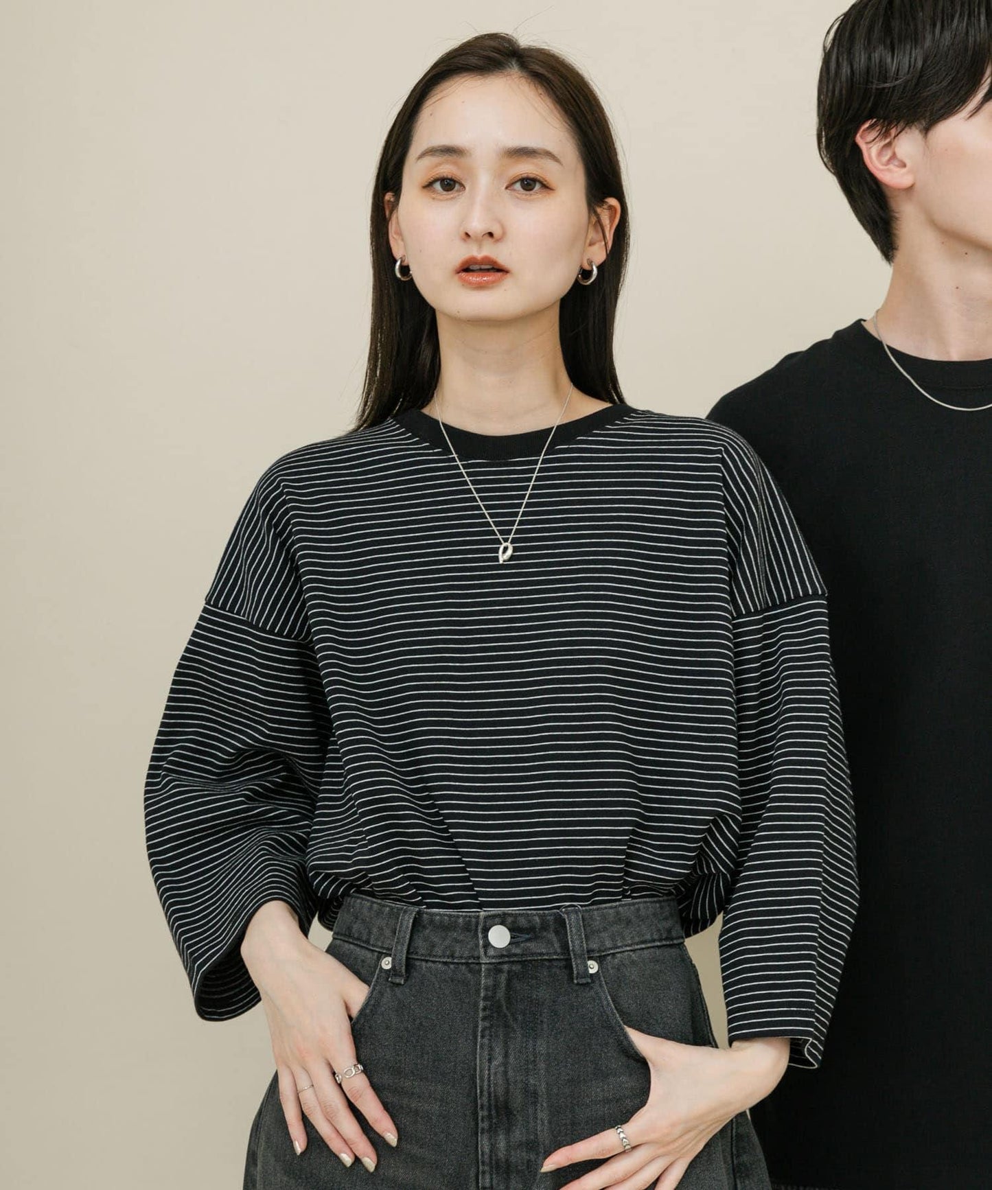 中性款超寬鬆拼色T恤