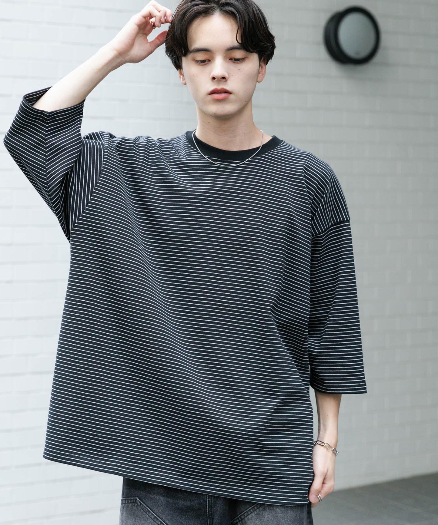 中性款超寬鬆拼色T恤