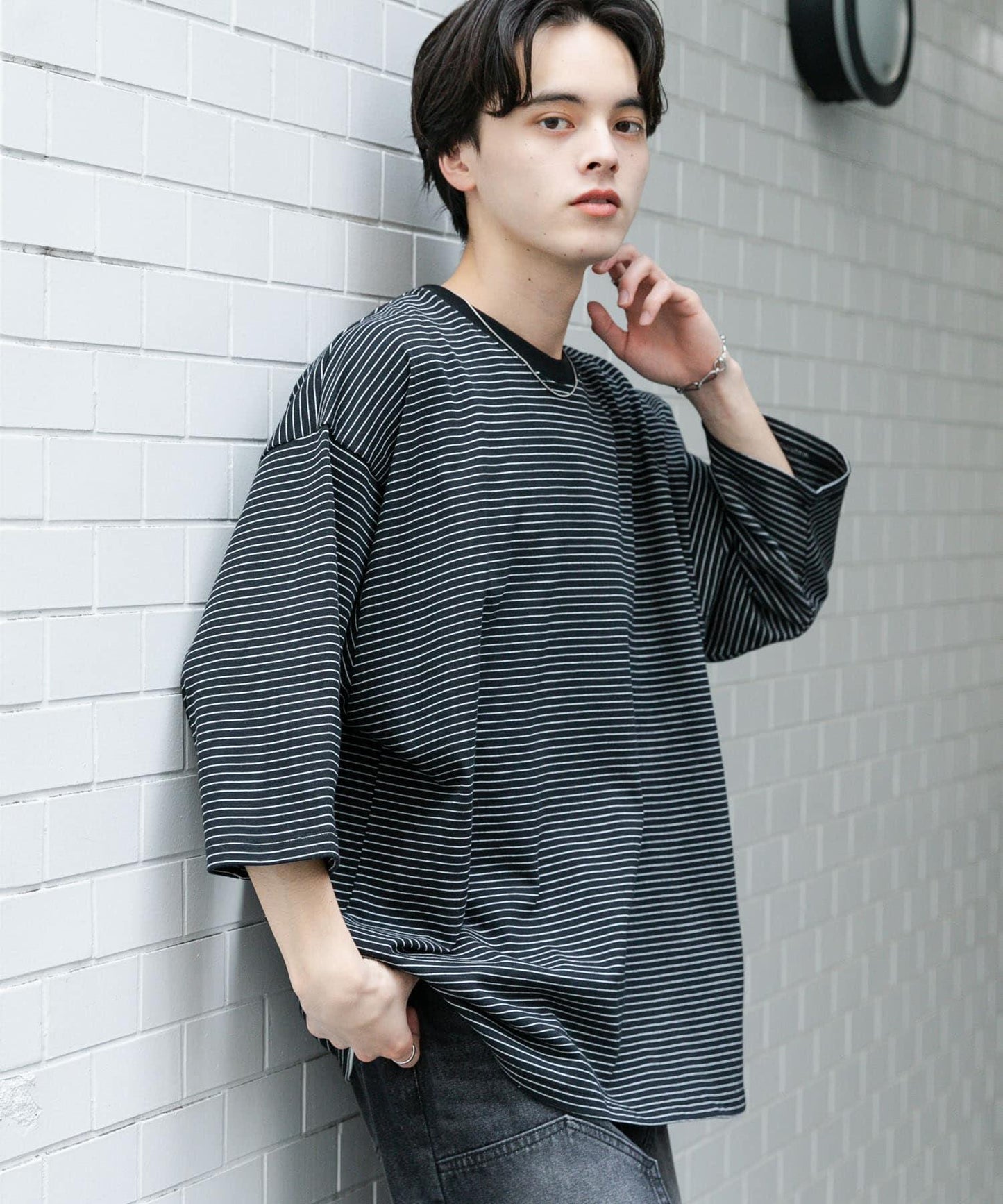 中性款超寬鬆拼色T恤