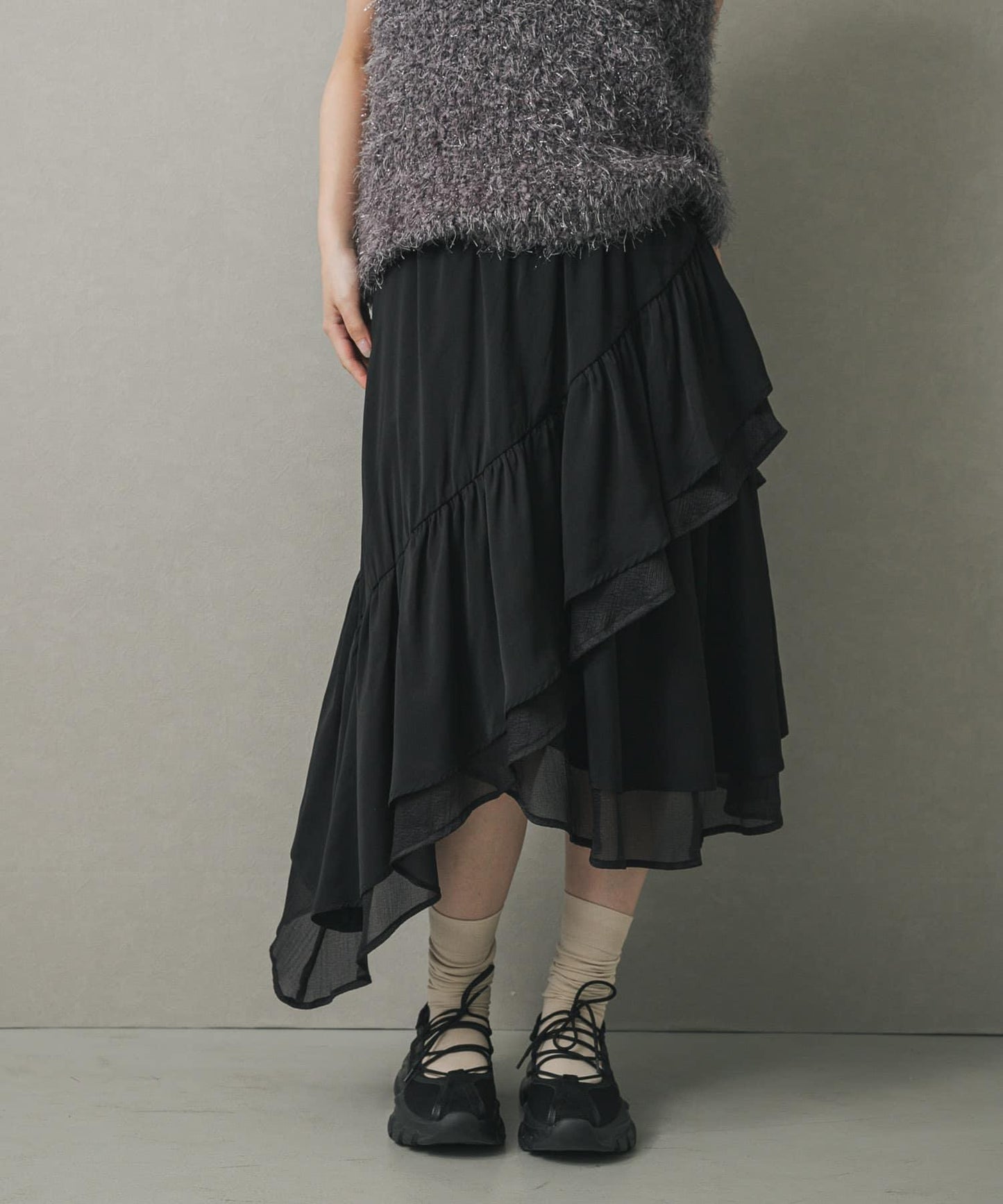 荷葉邊中長半身裙