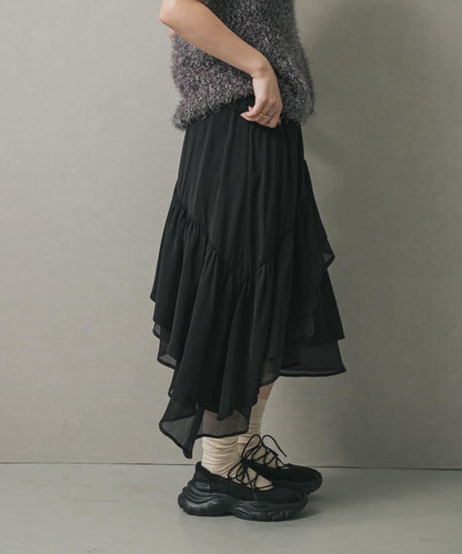 荷葉邊中長半身裙