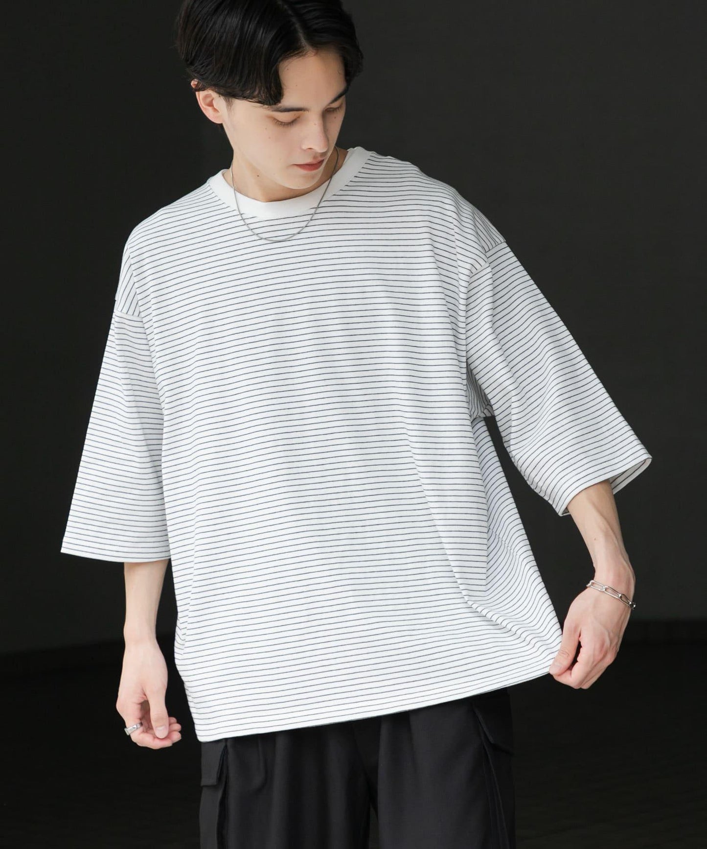 中性款超寬鬆拼色T恤