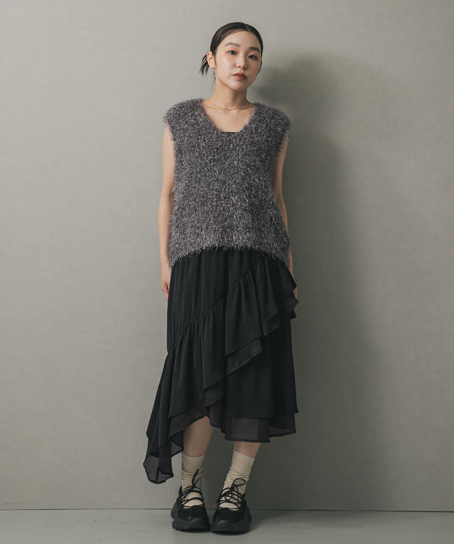 荷葉邊中長半身裙