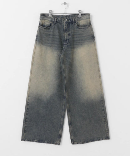 復古風牛仔寬腿褲