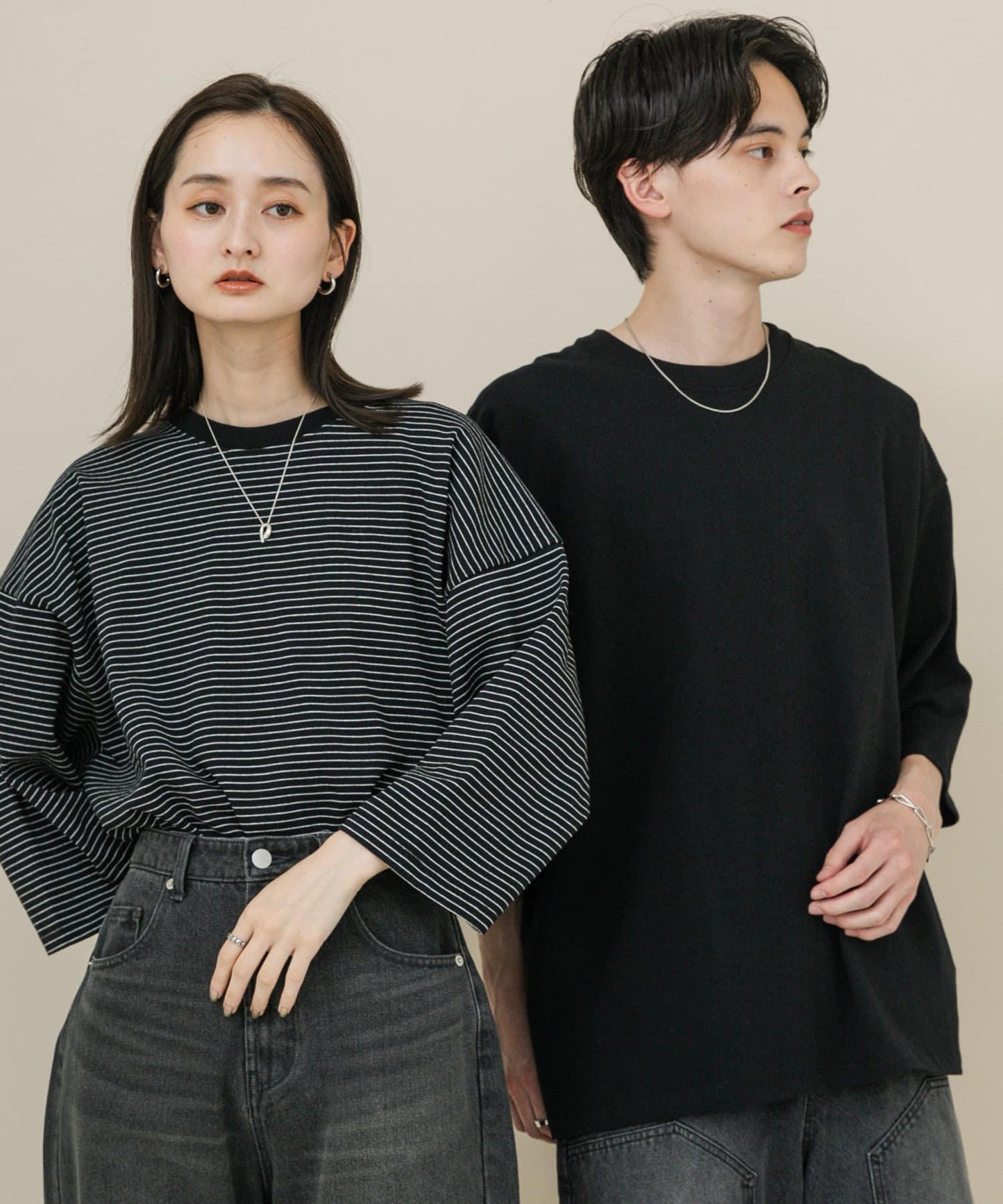 中性款超寬鬆拼色T恤