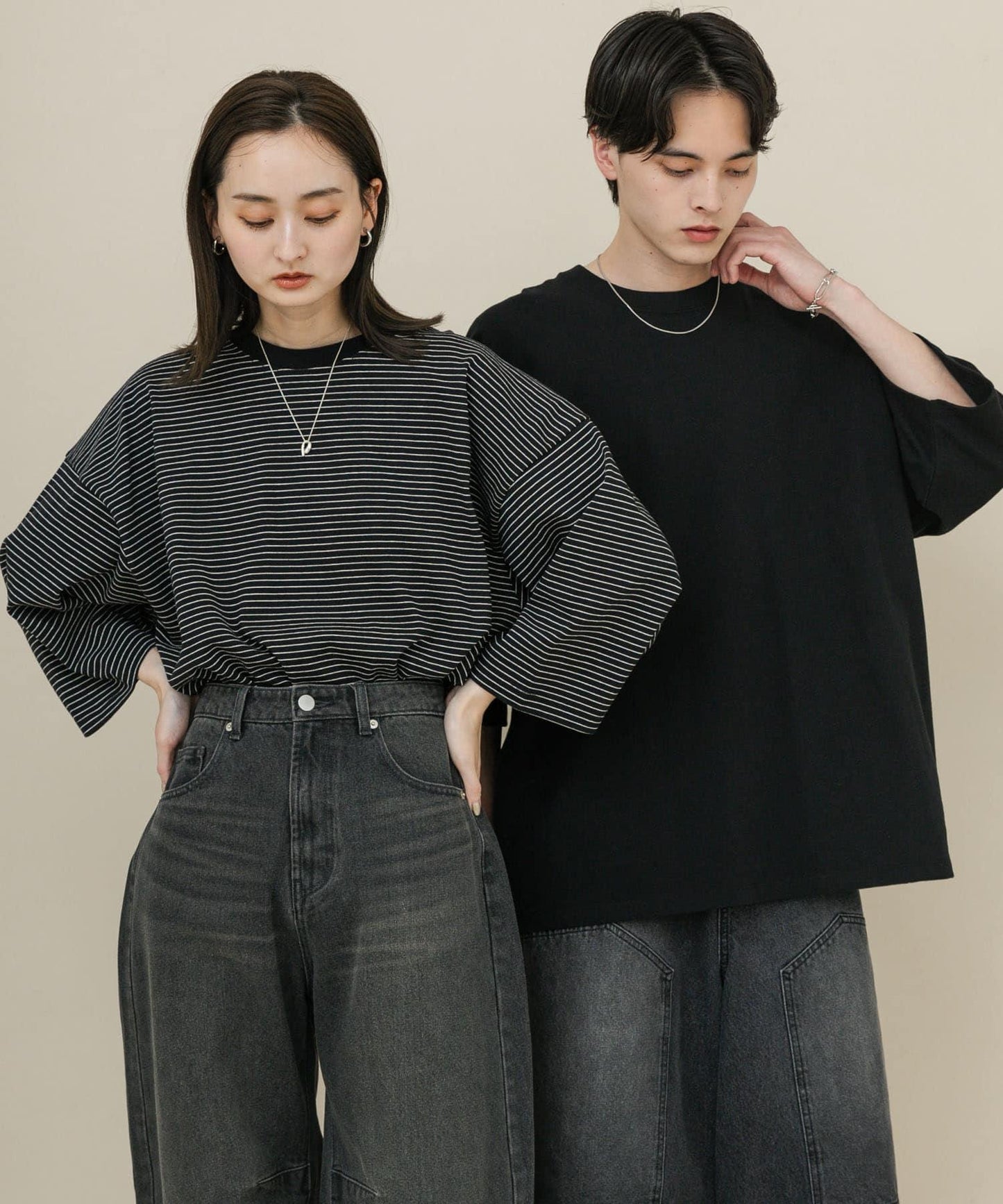 中性款超寬鬆拼色T恤