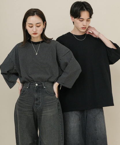 中性款超寬鬆拼色T恤