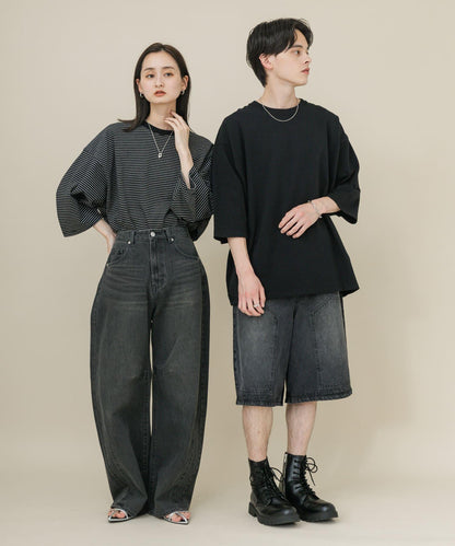 中性款超寬鬆拼色T恤