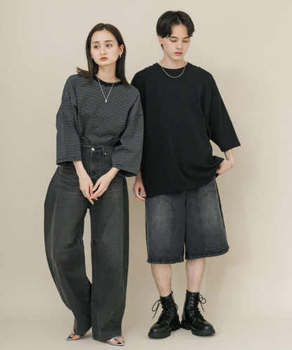 中性款超寬鬆拼色T恤