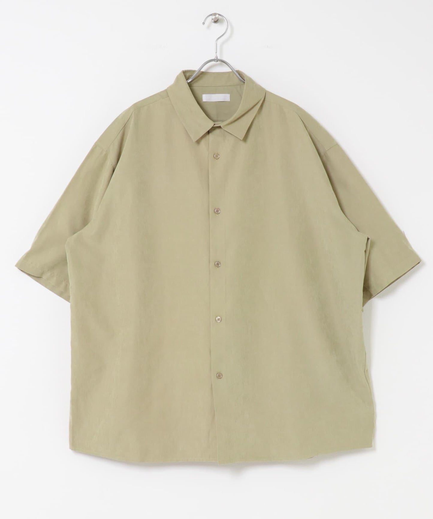 超寬鬆桃色緞面短袖襯衫