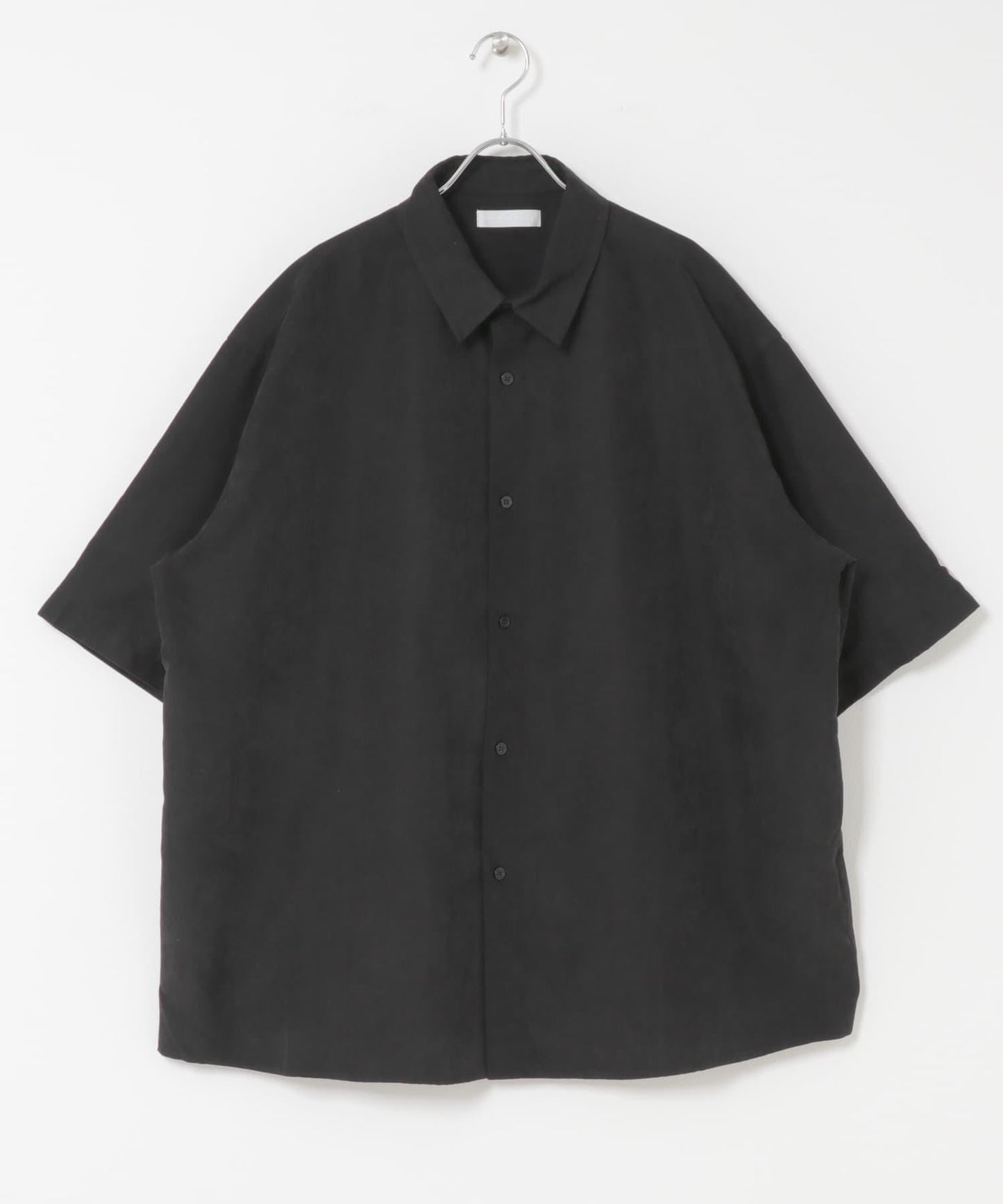 超寬鬆桃色緞面短袖襯衫