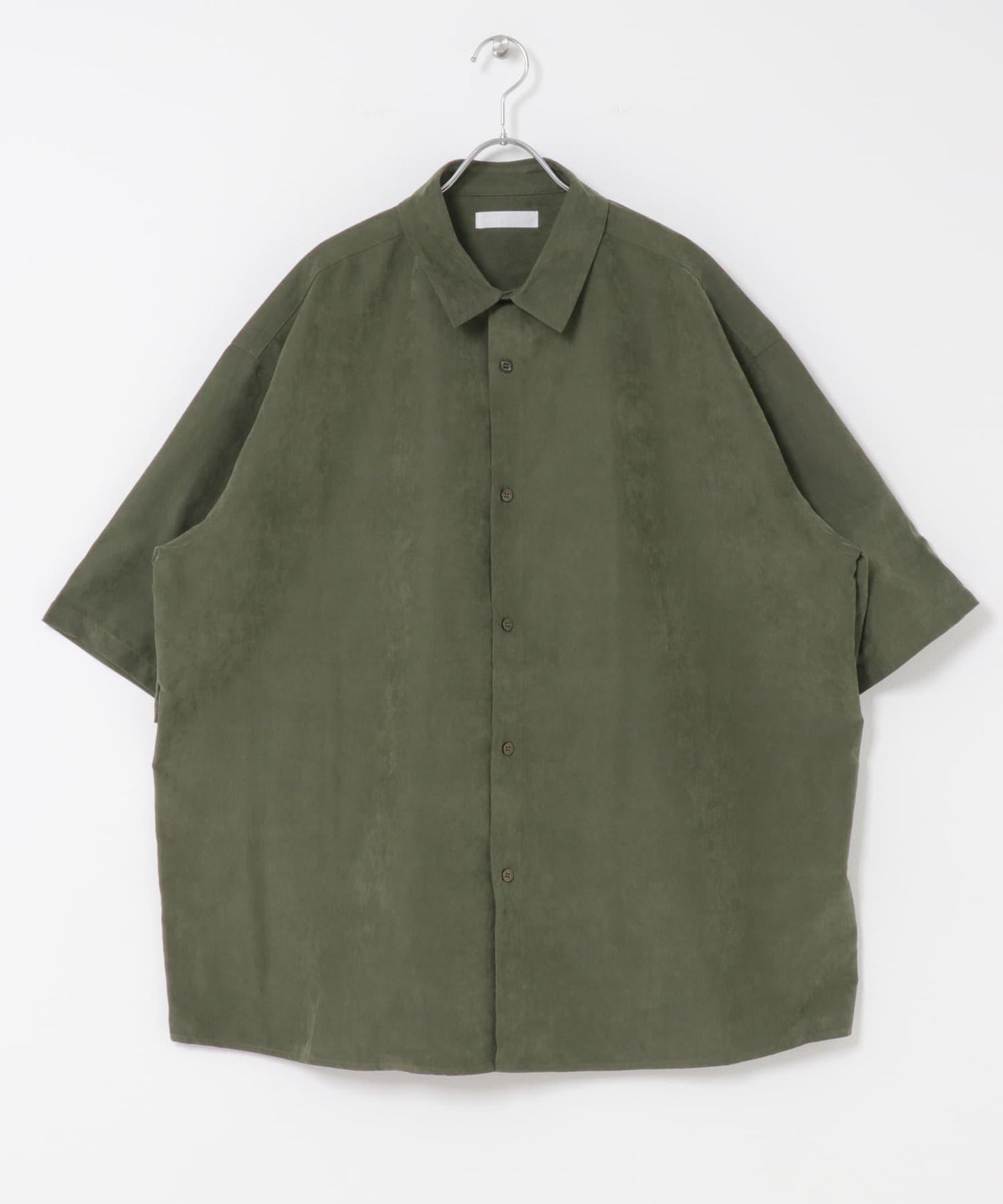 超寬鬆桃色緞面短袖襯衫