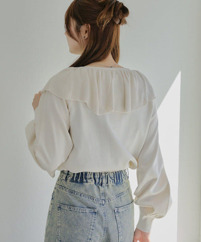 【RMAF】交叉荷葉邊針織衫