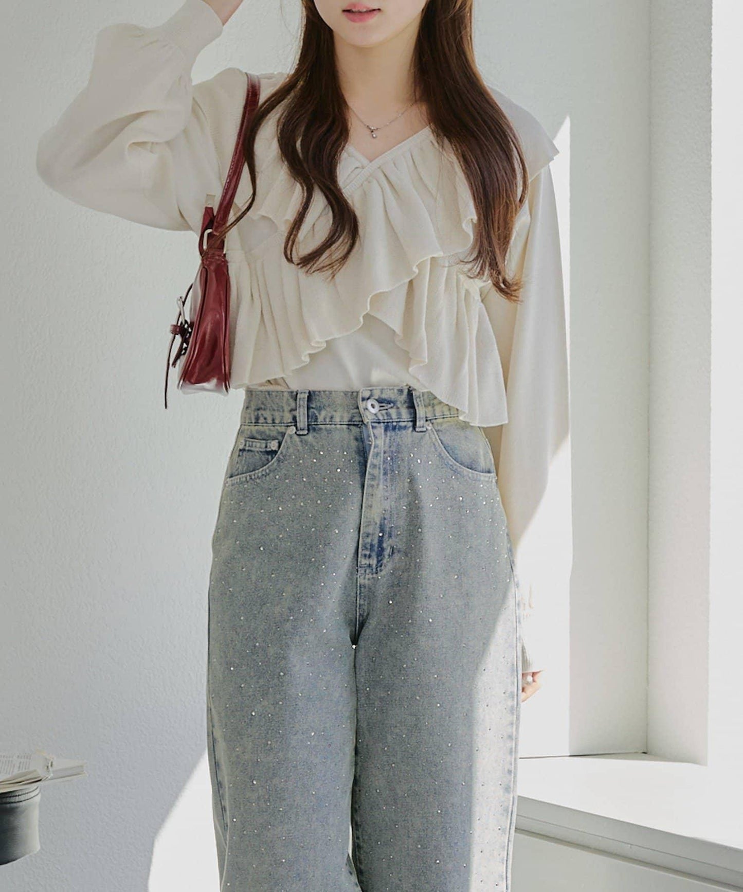 【RMAF】交叉荷葉邊針織衫