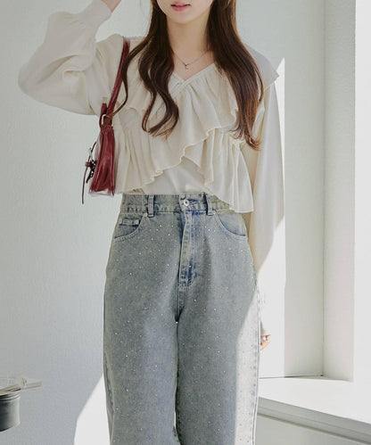 【RMAF】交叉荷葉邊針織衫