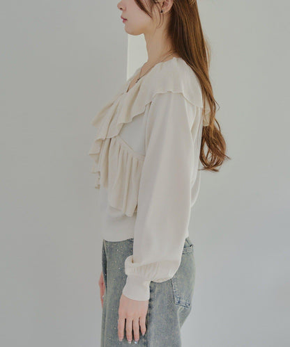 【RMAF】交叉荷葉邊針織衫