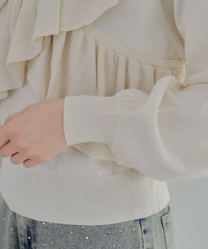 【RMAF】交叉荷葉邊針織衫
