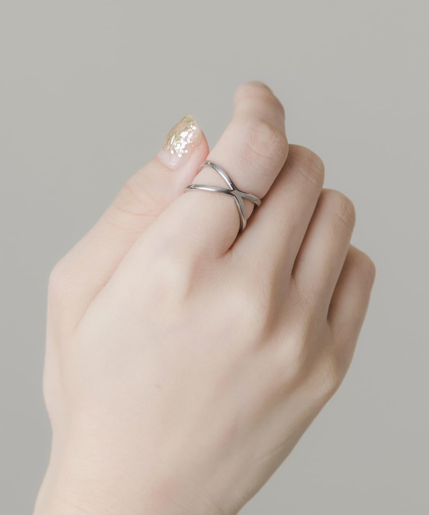 不鏽鋼簡約交叉戒指