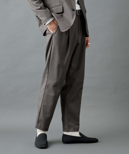 【AW/可搭配套裝】羊毛混紡錐形褲