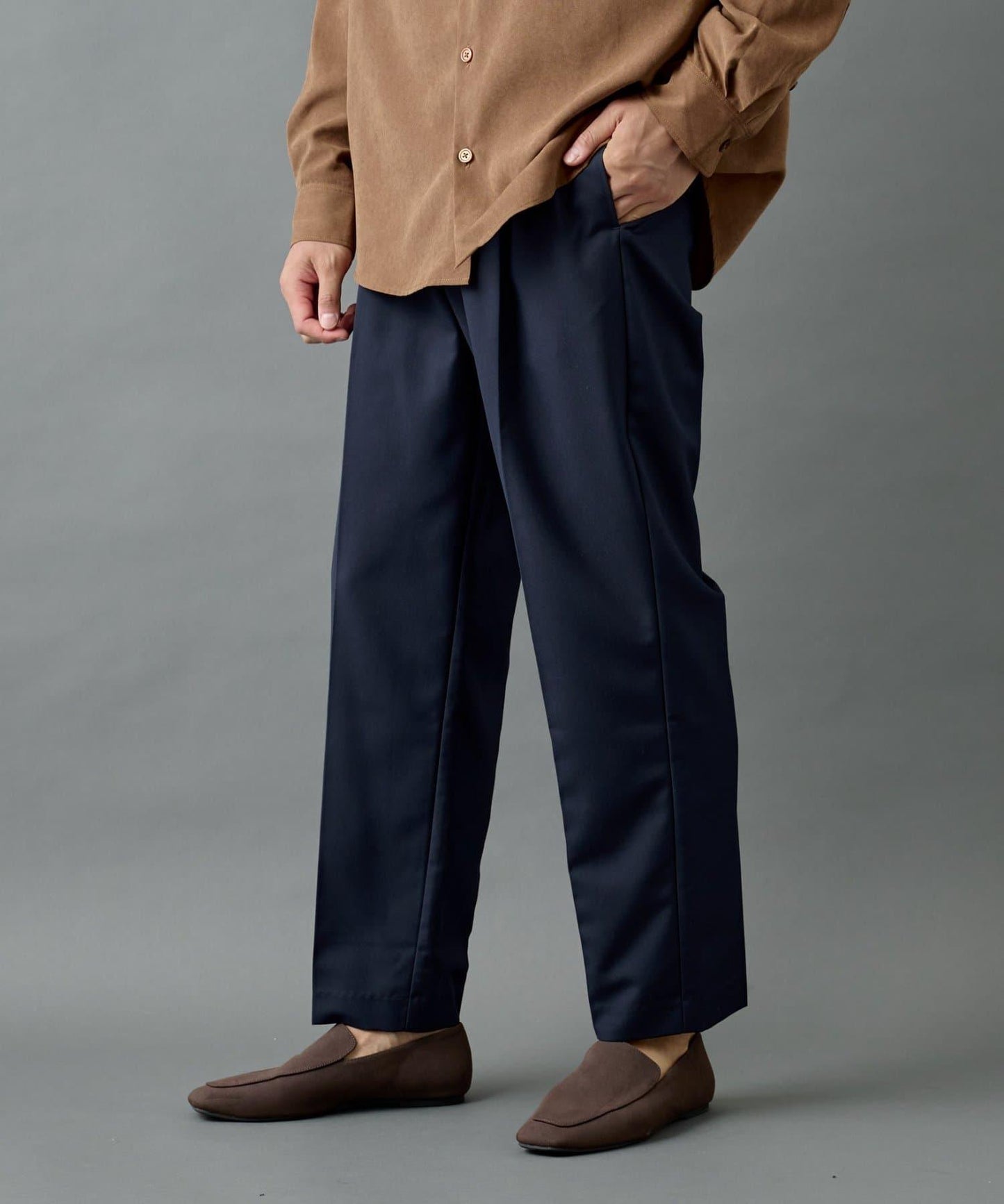 【AW/可搭配套裝】羊毛混紡錐形褲