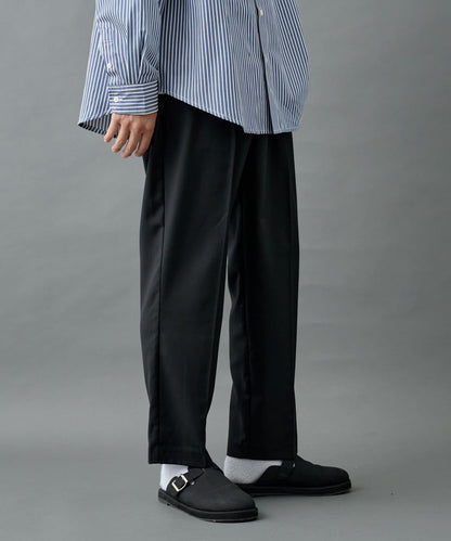 【AW/可搭配套裝】羊毛混紡錐形褲