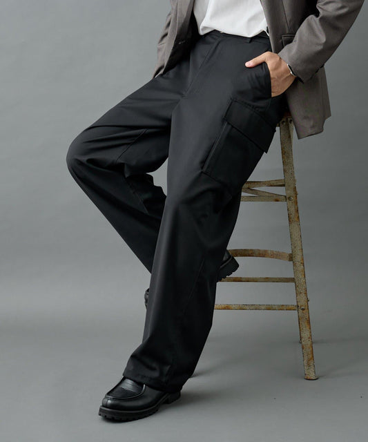 【AW/可搭配套裝】羊毛混紡工裝休閒褲