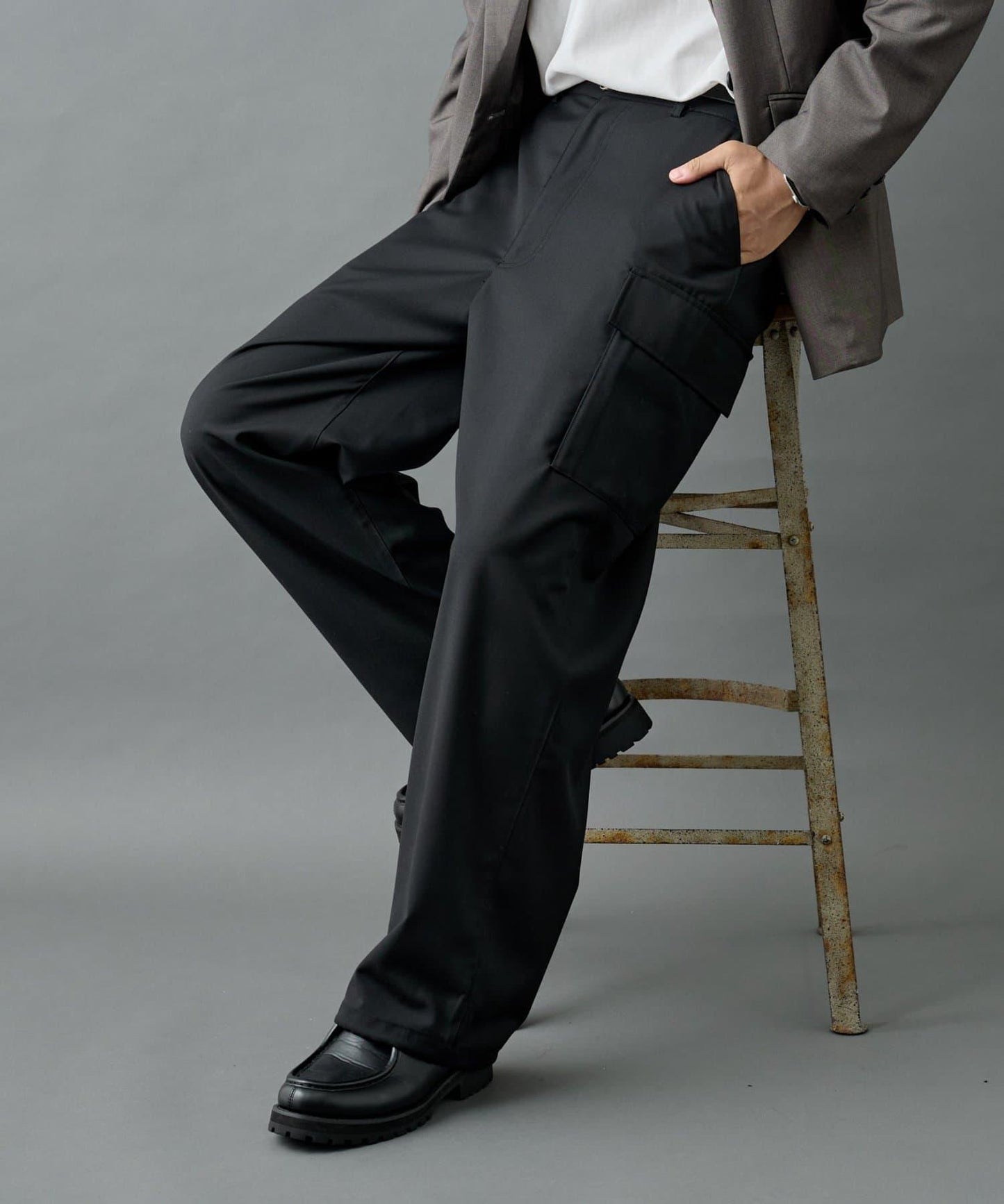 【AW/可搭配套裝】羊毛混紡工裝休閒褲