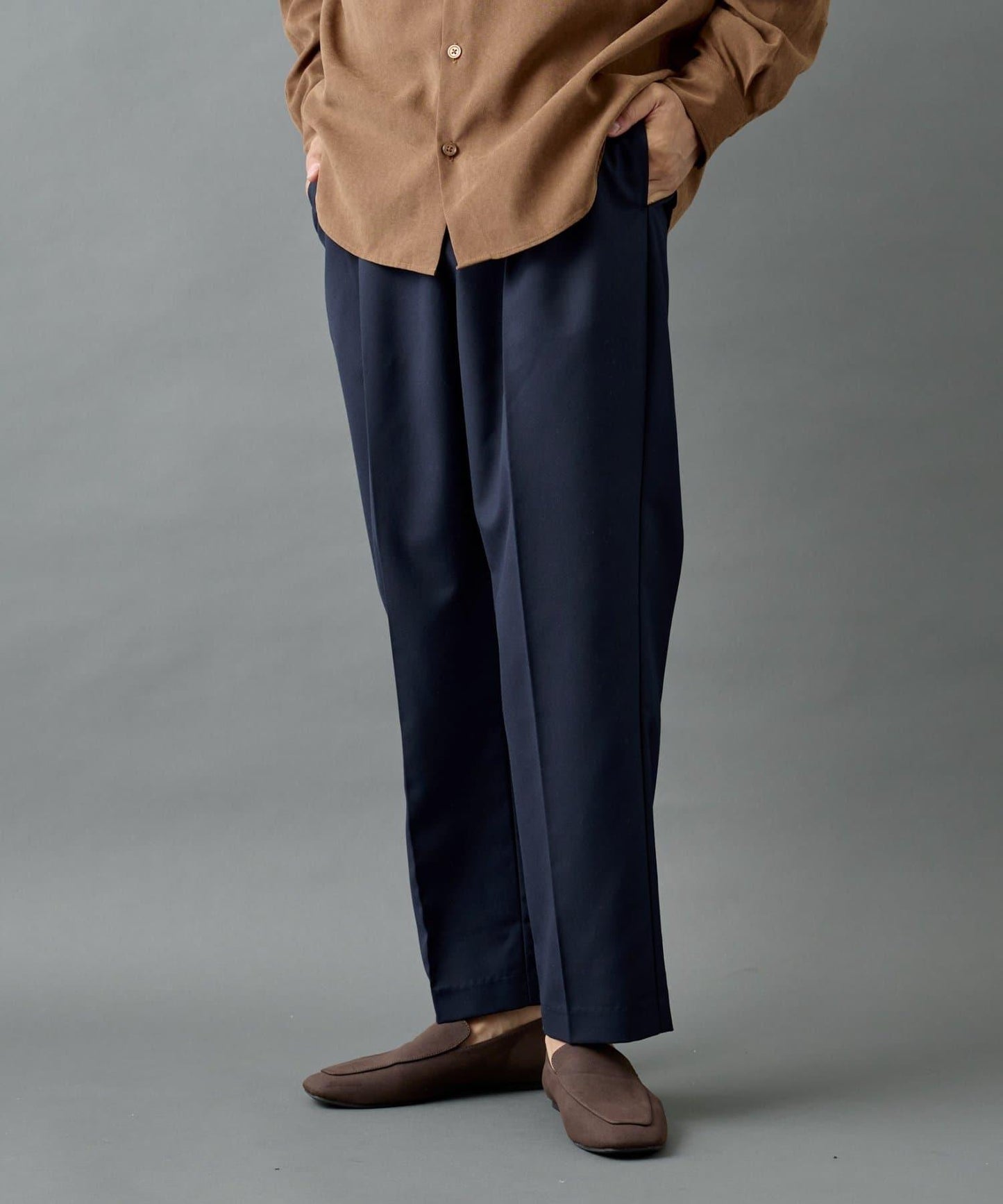 【AW/可搭配套裝】羊毛混紡錐形褲