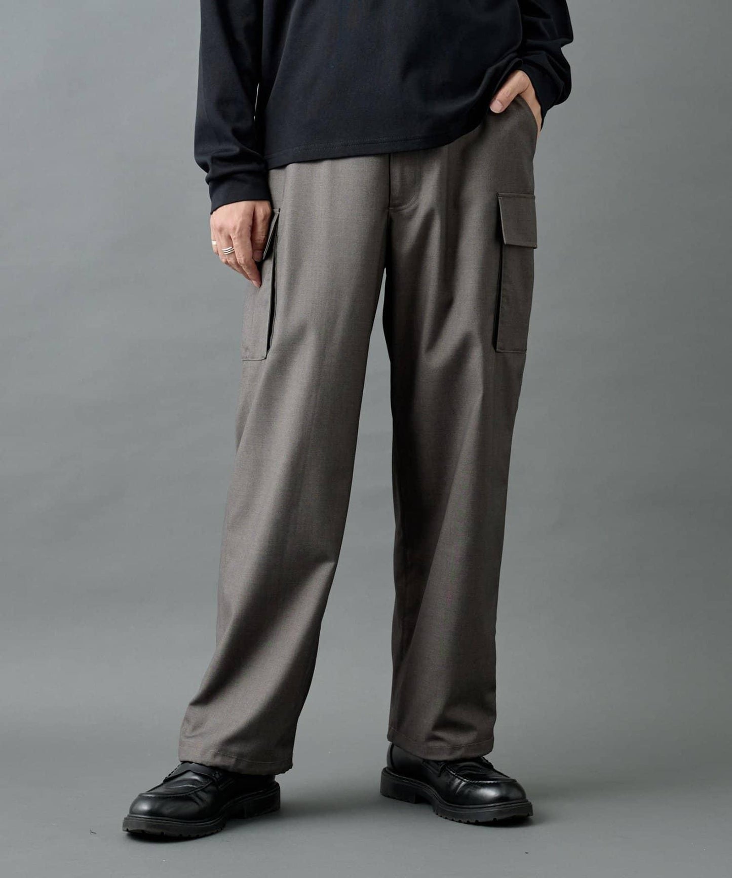 【AW/可搭配套裝】羊毛混紡工裝休閒褲