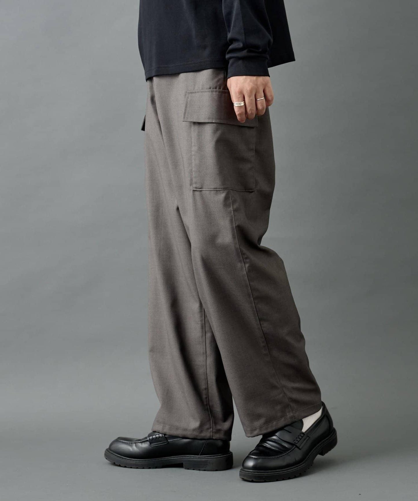 【AW/可搭配套裝】羊毛混紡工裝休閒褲