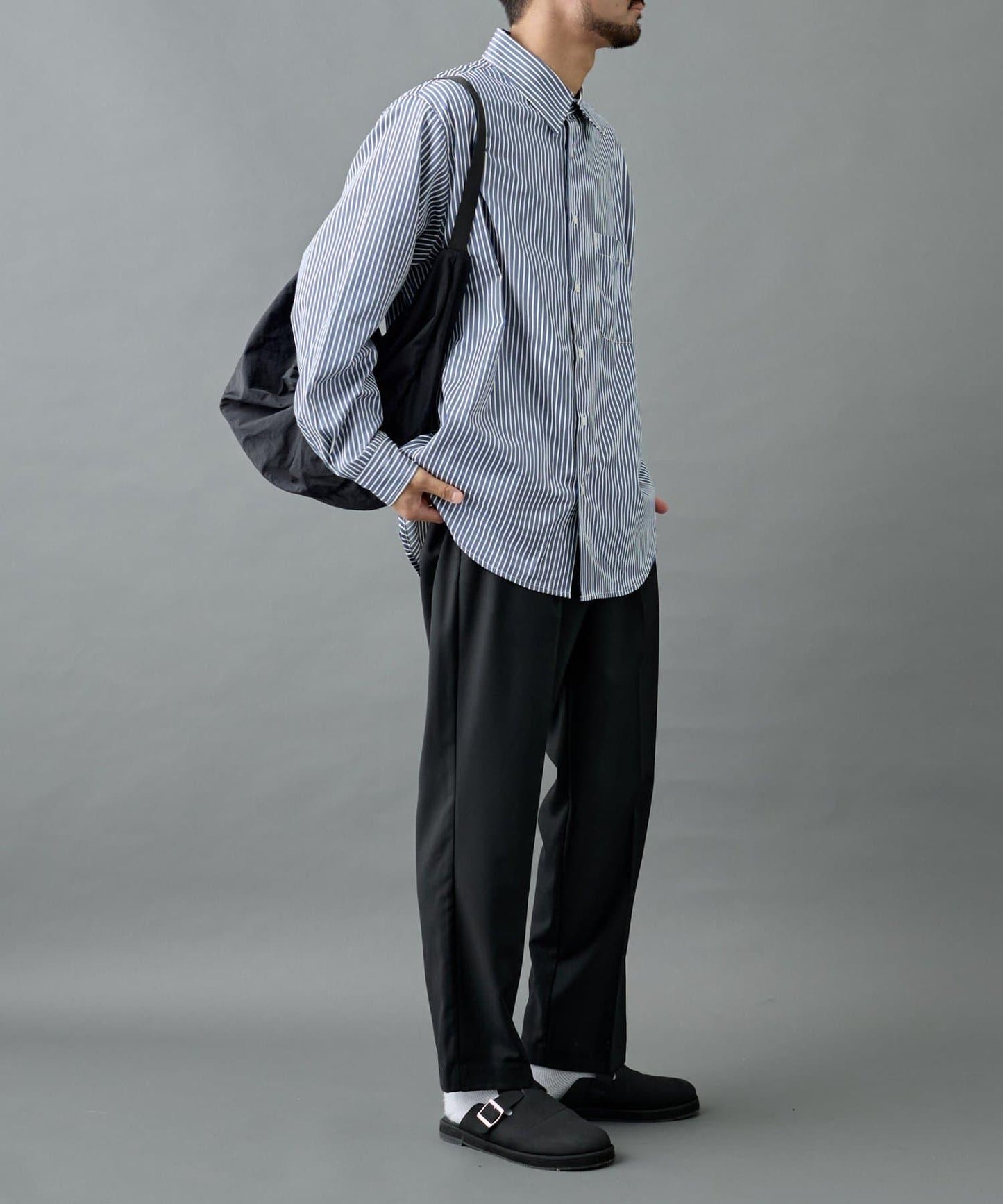 【AW/可搭配套裝】羊毛混紡錐形褲