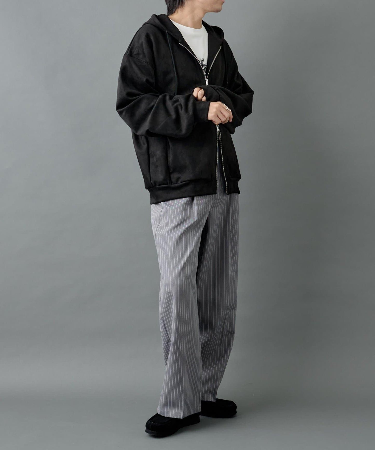 【AW/】合成麂皮雙拉鍊連帽外套