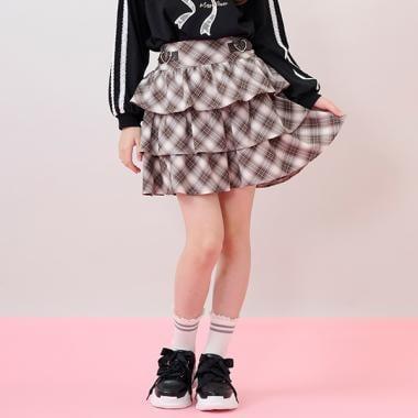 帶心形扣帶分層裙褲